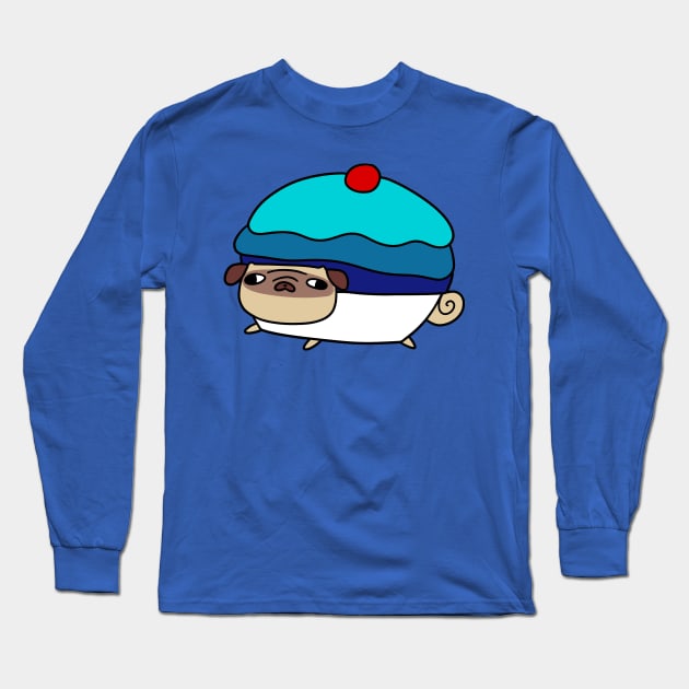 Blue Cupcake Pug Long Sleeve T-Shirt by saradaboru